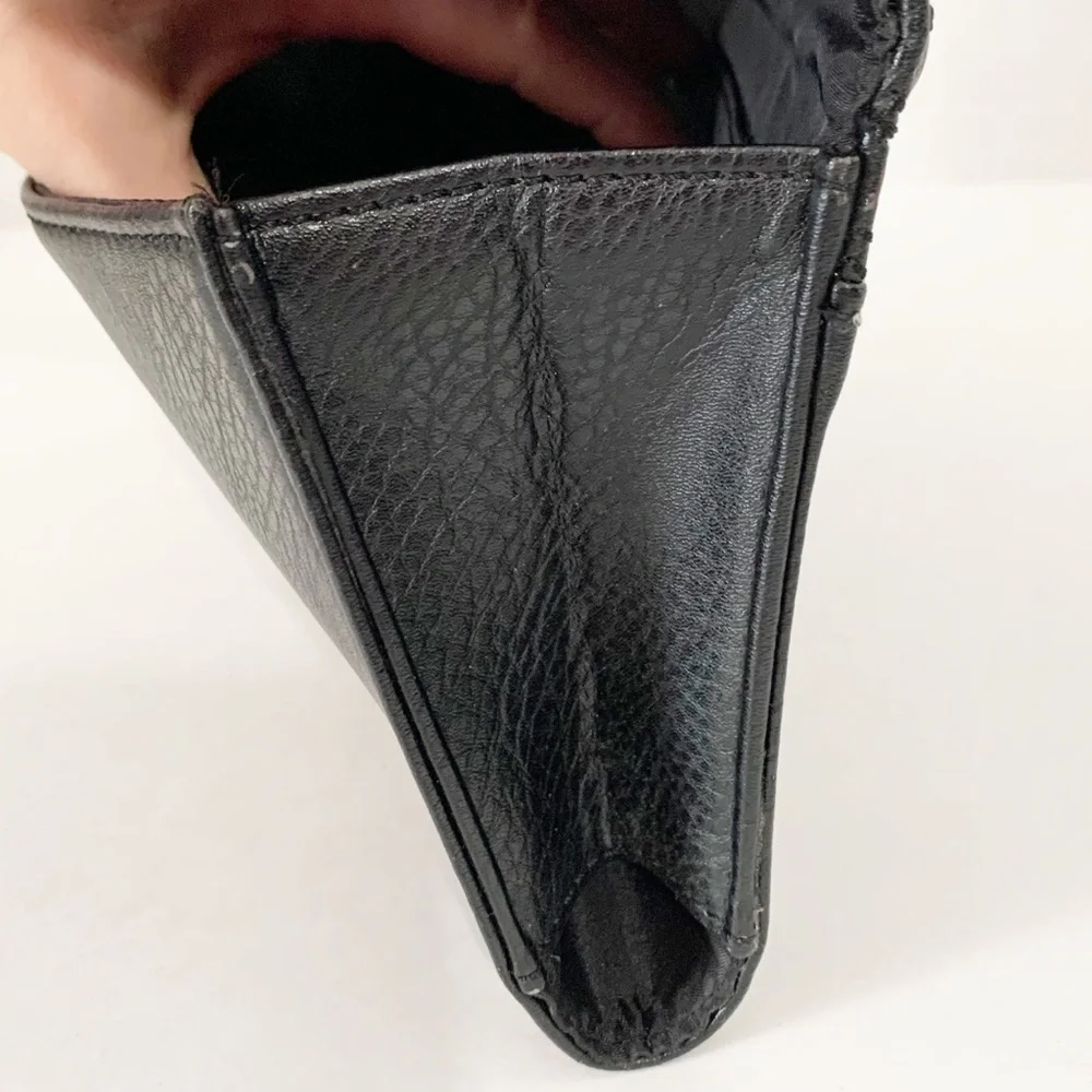 Guess Black Clutch with ID Window and Card Slots Flap Closure with Magnetic Snap